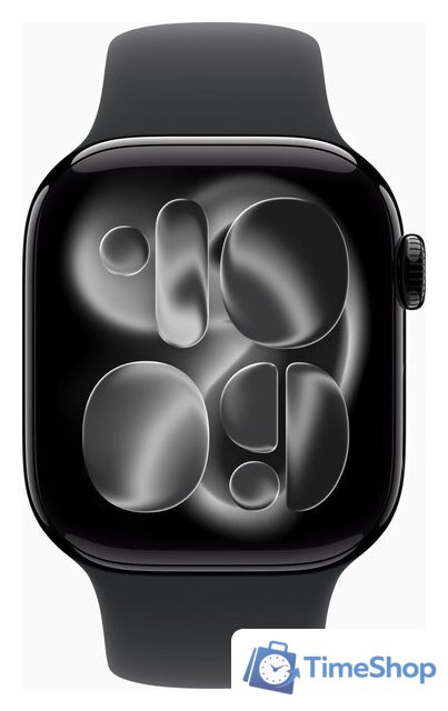 Умные часы Apple Watch Series 11 42 мм (алюминиевый корпус, черный/черный, спортивный силиконовый ремешок M/L) - Изображение №2 — Интернет-магазин Time-Shop