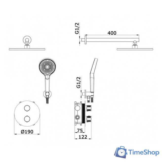 Душевая система  Vieir V25003-2 - Изображение №2 — Интернет-магазин Time-Shop