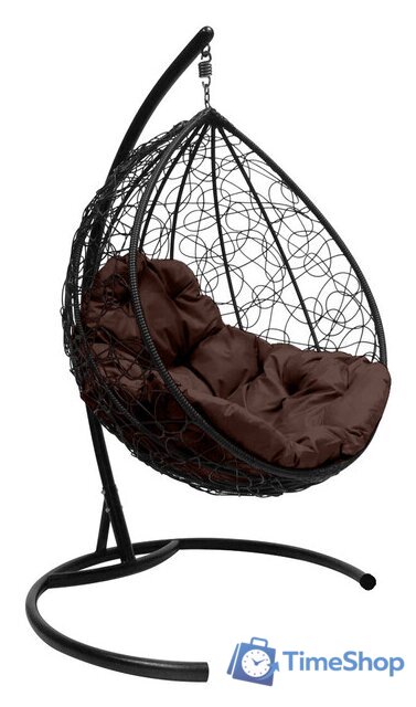 Подвесное кресло M-Group Капля 11020405 (черный ротанг/коричневая подушка) - Изображение №1 — Интернет-магазин Time-Shop