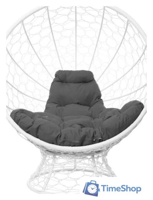 Кресло M-Group Кокос на подставке 11590109 (белый ротанг/серая подушка) - Изображение №2 — Интернет-магазин Time-Shop