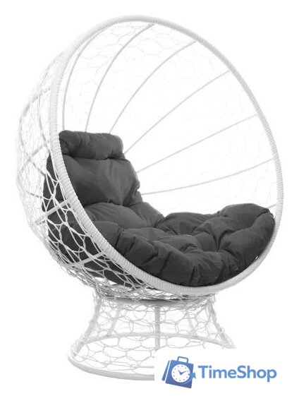 Кресло M-Group Кокос на подставке 11590109 (белый ротанг/серая подушка) - Изображение №4 — Интернет-магазин Time-Shop