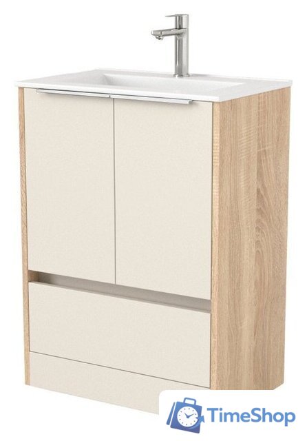  Дабер Тумба под умывальник 017 WeltWasser Deilbach 7517-70 Т17.7W.0.18Б (бежевый/дуб бардолино/ручка белая) - Изображение №1 — Интернет-магазин Time-Shop