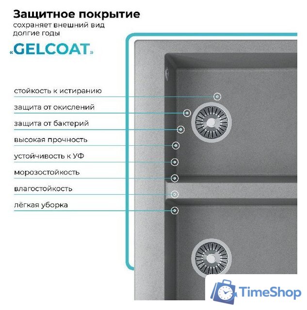 Кухонная мойка Polygran Brig 790 (серый) - Изображение №5 — Интернет-магазин Time-Shop