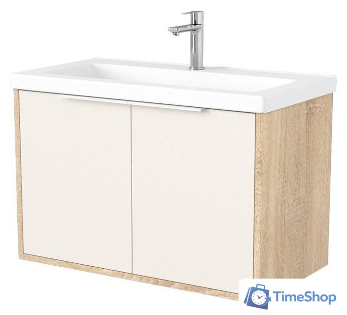  Дабер Тумба под умывальник 018 Тобага/Эридан 80 Т18.8Т.0.18Б (бежевый/дуб бардолино/ручка белая) - Изображение №1 — Интернет-магазин Time-Shop