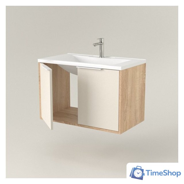  Дабер Тумба под умывальник 018 Тобага/Эридан 80 Т18.8Т.0.18Б (бежевый/дуб бардолино/ручка белая) - Изображение №3 — Интернет-магазин Time-Shop