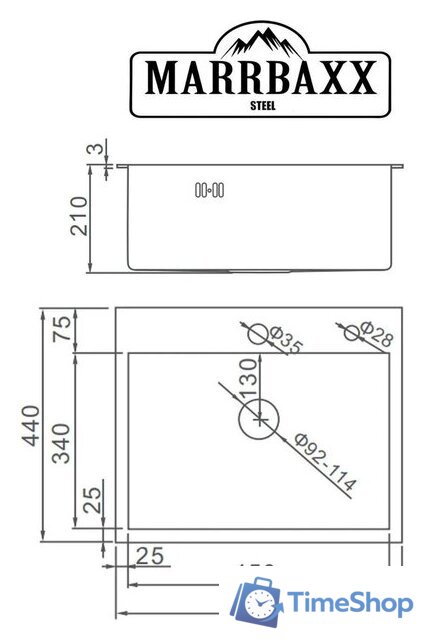 Кухонная мойка MARRBAXX C5044-R C5044-MR (сатин) - Изображение №7 — Интернет-магазин Time-Shop