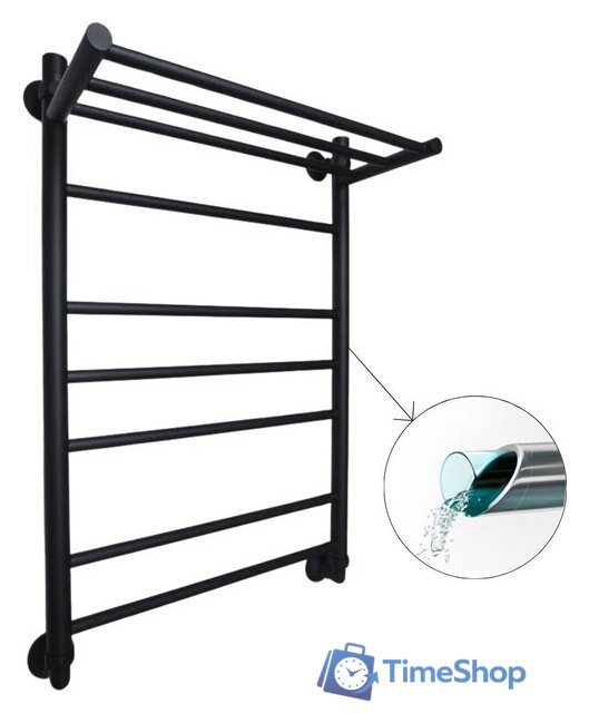 Полотенцесушитель Маргроид Вид 10 80x50 (с полкой черный матовый, полная комплектация) - Изображение №2 — Интернет-магазин Time-Shop