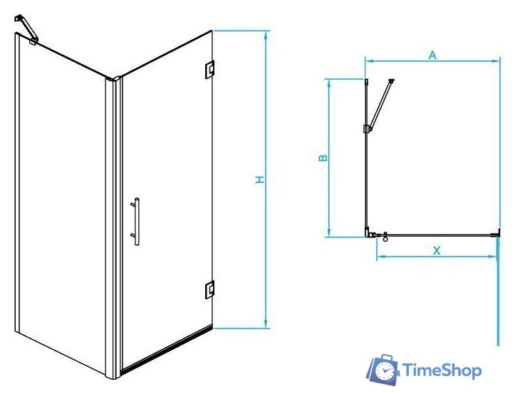 Душевой уголок RGW PA-36B (PA-06B + Z-050-2B + держатель O-204B) 41083698-014 90x80 (черный/прозрачное стекло) - Изображение №2 — Интернет-магазин Time-Shop