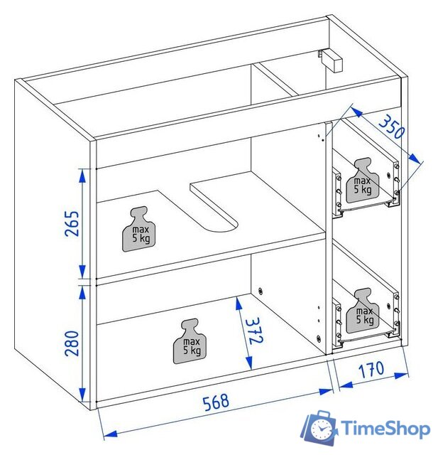  Lauter Тумба под умывальник Adri 79 (белый глянец) - Изображение №8 — Интернет-магазин Time-Shop