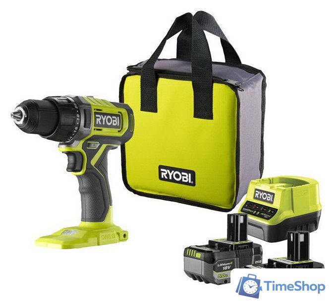 Дрель-шуруповерт Ryobi RDD18-2C52S 5133005522 (с 2-мя АКБ 2 Ач+5 Ач, сумка) - Изображение №1 — Интернет-магазин Time-Shop