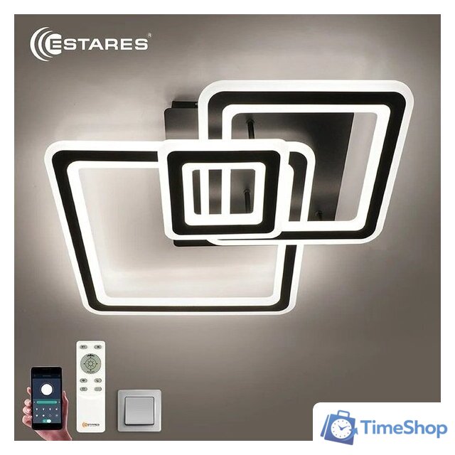 Припотолочная люстра Estares Triplex Square 124W 3S-APP-596x596x146-BLACK/WHITE-220-IP20 - Изображение №3 — Интернет-магазин Time-Shop