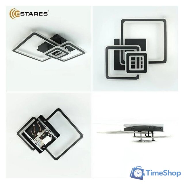 Припотолочная люстра Estares Triplex Square 124W 3S-APP-596x596x146-BLACK/WHITE-220-IP20 - Изображение №5 — Интернет-магазин Time-Shop