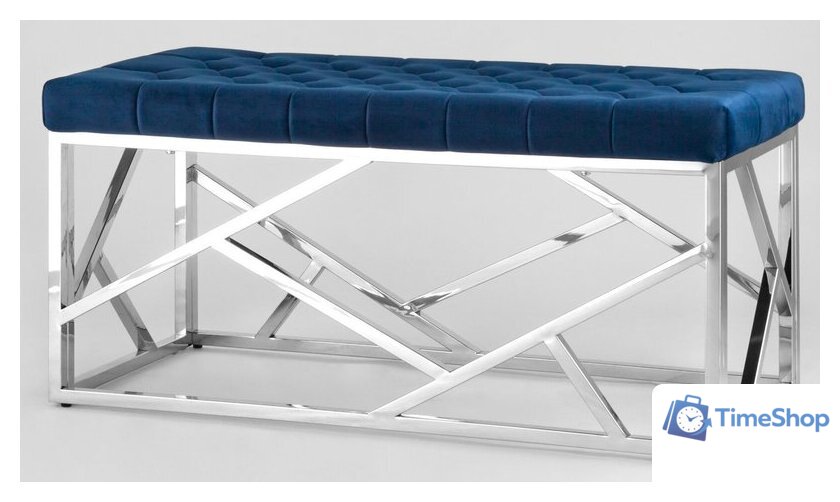 Пуфик Stool Group Арт Деко Bench-016 (вельвет синий/сталь серебристый) - Изображение №1 — Интернет-магазин Time-Shop