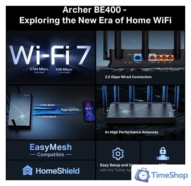 Wi-Fi роутер TP-Link Archer BE400 - Изображение №16 — Интернет-магазин Time-Shop