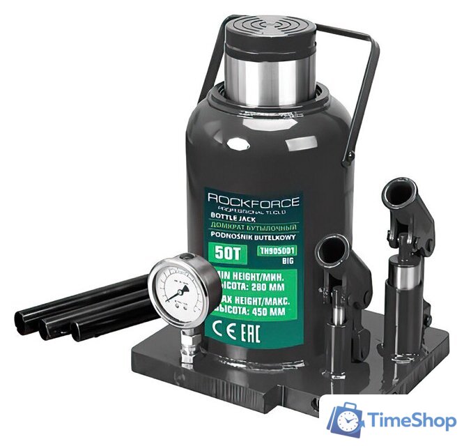 Бутылочный домкрат RockForce RF-TH905001 50т - Изображение №1 — Интернет-магазин Time-Shop