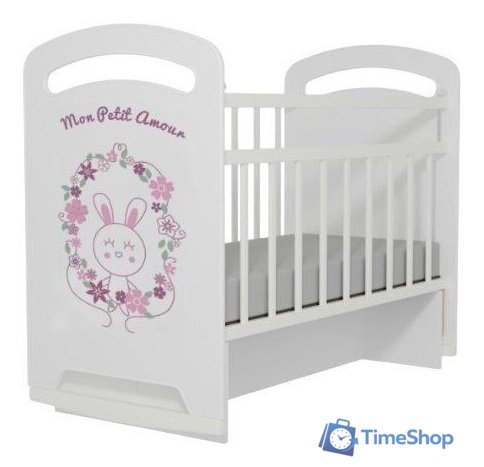 Классическая детская кроватка VDK Mon Amur колесо-качалка с маятником (белый) - Изображение №1 — Интернет-магазин Time-Shop