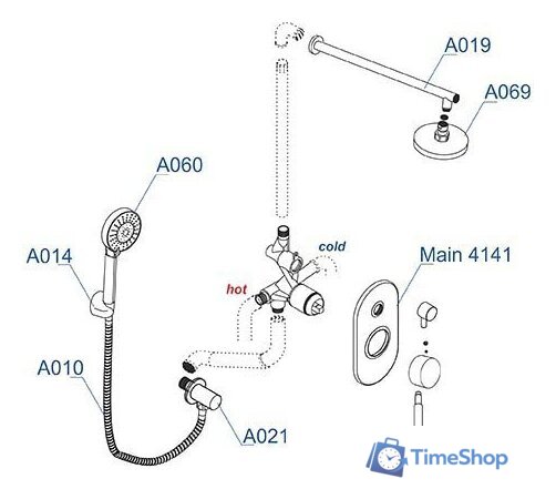 Душевая система  Wasserkraft A16169 - Изображение №6 — Интернет-магазин Time-Shop