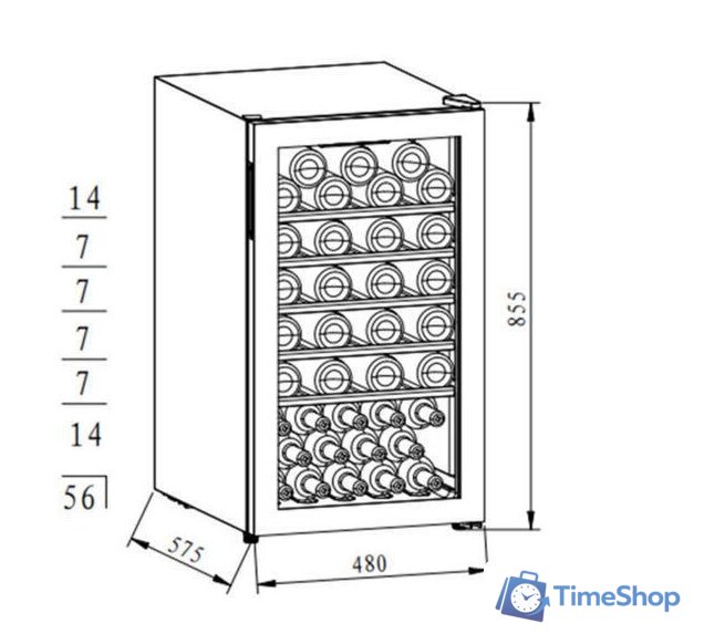 Винный шкаф MAUNFELD MFWC-124S56 - Изображение №2 — Интернет-магазин Time-Shop