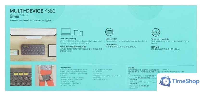 Клавиатура Logitech Multi-Device K380 Bluetooth 920-007655 (красный) - Изображение №6 — Интернет-магазин Time-Shop