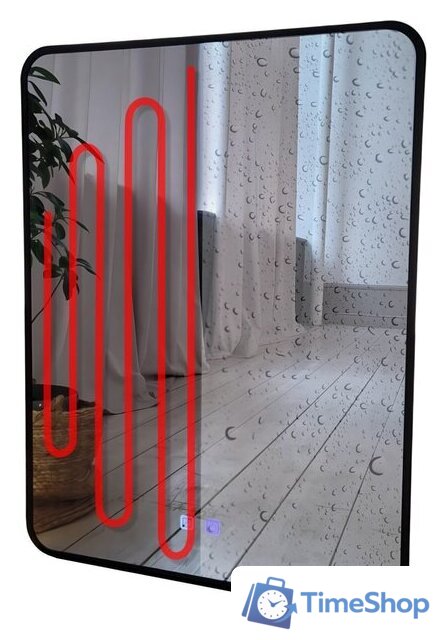 Зеркало с подсветкой  EMZE Smartphone 50х70 LED.UV.SMART.50.70.CHE.AF.4K (черный с УФ-окантовкой, подсветкой и антизапотеванием) - Изображение №13 — Интернет-магазин Time-Shop
