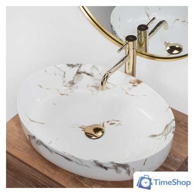 Умывальник Rea Queen (carrara shiny) - Изображение №3 — Интернет-магазин Time-Shop