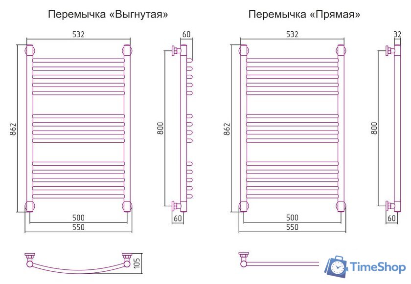 Полотенцесушитель Сунержа Богема+ 800x500 032-0220-8050 - Изображение №3 — Интернет-магазин Time-Shop