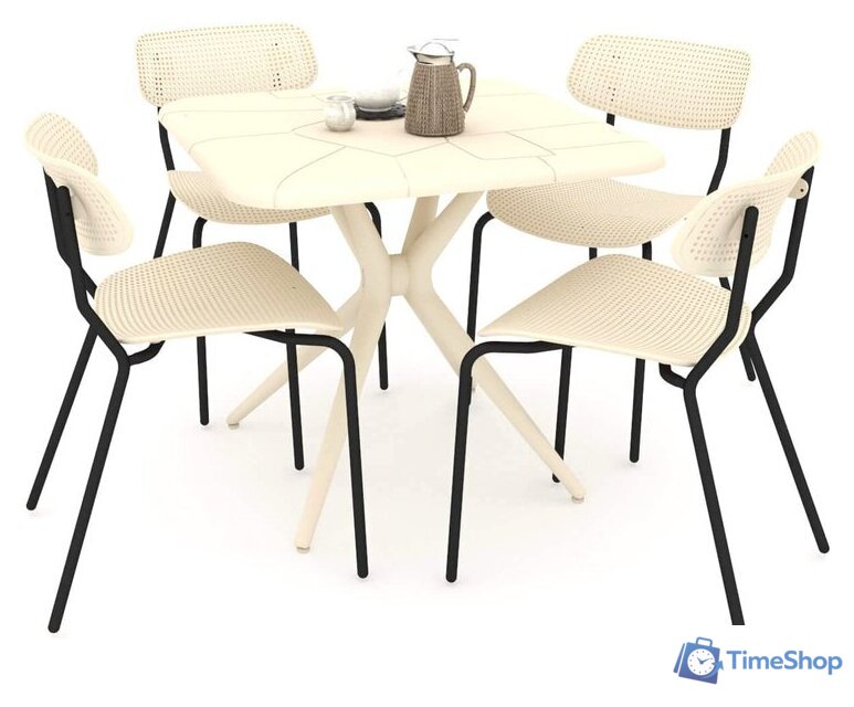 Обеденная группа Sheffilton SHT-DS128 (бежевый/черный муар) - Изображение №1 — Интернет-магазин Time-Shop