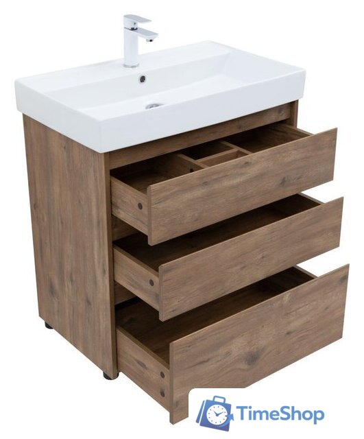 Aquanet Тумба под умывальник Nova Lite 75 302474 (дуб рустикальный) - Изображение №5 — Интернет-магазин Time-Shop
