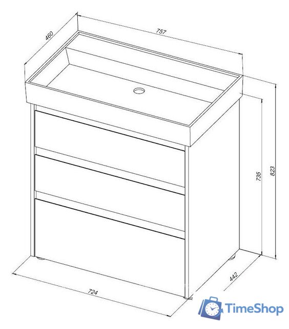  Aquanet Тумба под умывальник Nova Lite 75 302474 (дуб рустикальный) - Изображение №9 — Интернет-магазин Time-Shop
