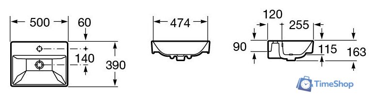 Умывальник Roca Oleta 50 73274C300Y (белый) - Изображение №5 — Интернет-магазин Time-Shop