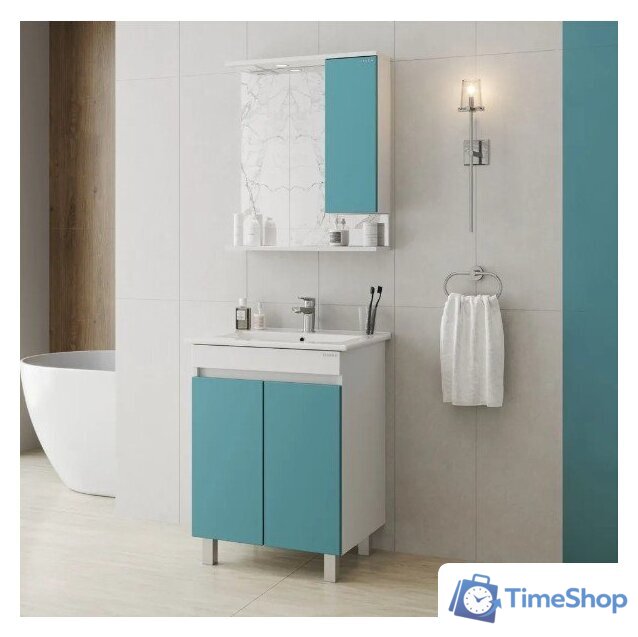  Onika Шкаф с зеркалом Марви 60 206089 (бирюзовый) - Изображение №7 — Интернет-магазин Time-Shop