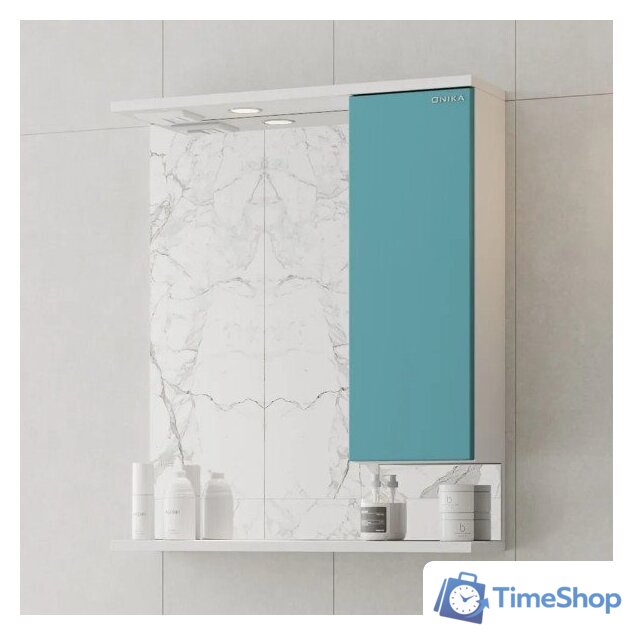  Onika Шкаф с зеркалом Марви 60 206089 (бирюзовый) - Изображение №6 — Интернет-магазин Time-Shop