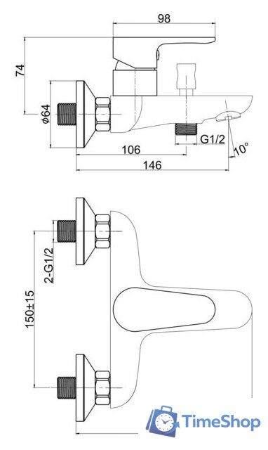 Смеситель Cersanit Cersania 63031 - Изображение №2 — Интернет-магазин Time-Shop