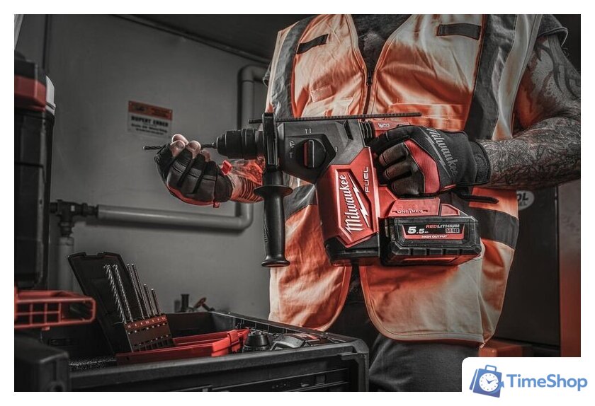 Перфоратор Milwaukee M18 FUEL M18ONEFHX-552X 4933478504 (с 2-мя АКБ, кейс) - Изображение №13 — Интернет-магазин Time-Shop