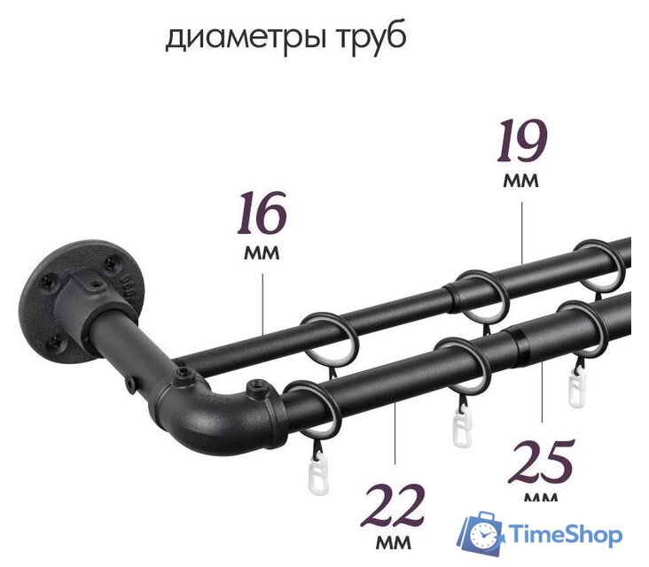 Карниз для штор UG Home Раздвижной 2-рядный 2КМ-367-Ч (черный, 1.5-3.67м) - Изображение №4 — Интернет-магазин Time-Shop