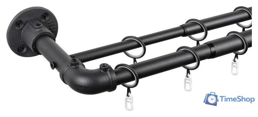 Карниз для штор UG Home Раздвижной 2-рядный 2КМ-367-Ч (черный, 1.5-3.67м) - Изображение №1 — Интернет-магазин Time-Shop
