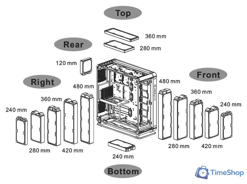 Корпус Thermaltake Core P8 TG CA-1Q2-00M1WN-00 - Изображение №16 — Интернет-магазин Time-Shop