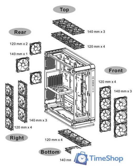 Корпус Thermaltake Core P8 TG CA-1Q2-00M1WN-00 - Изображение №17 — Интернет-магазин Time-Shop
