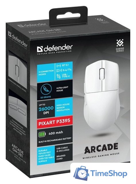 Игровая мышь Defender Arcade GM-381 (белый) - Изображение №4 — Интернет-магазин Time-Shop
