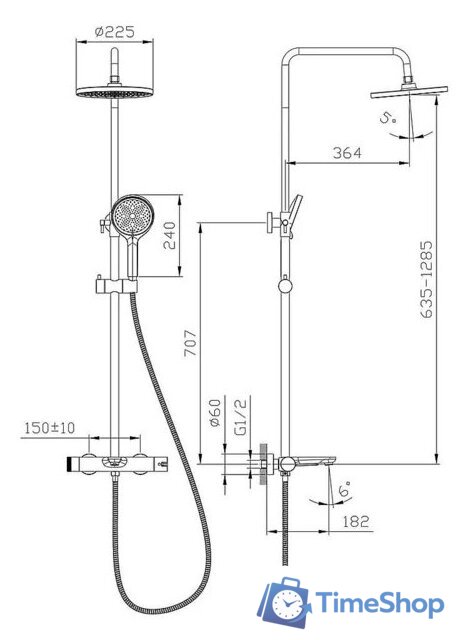 Душевая система  Raglo R32.24.09 - Изображение №2 — Интернет-магазин Time-Shop