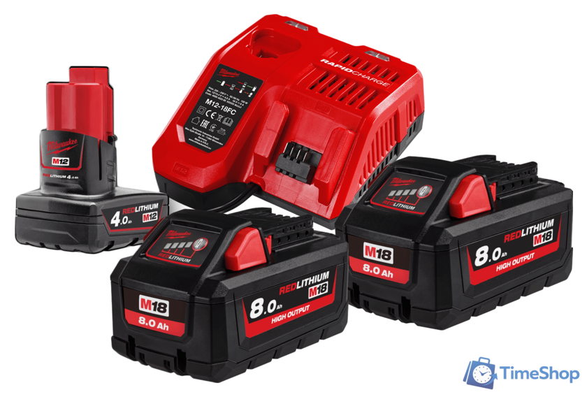 Аккумулятор с зарядным устройством Milwaukee M18 M18HNRG-802 4933471073 (2 x 18В/8 Ач + 12В/4 Ач + 12-18В) - Изображение №1 — Интернет-магазин Time-Shop