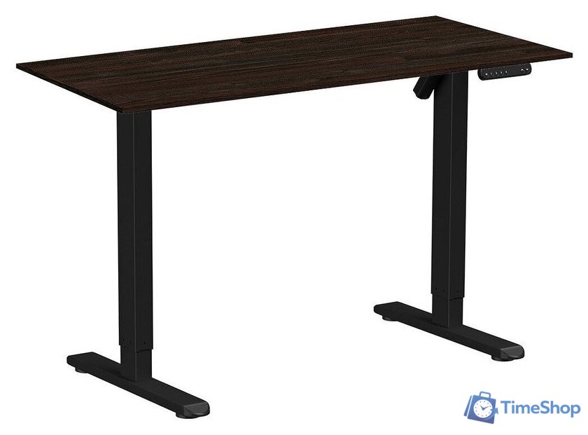 Стол с регулировкой высоты WellDesk Basic 1300x675х18 (черный/дуб термо черно-коричневый) - Изображение №1 — Интернет-магазин Time-Shop