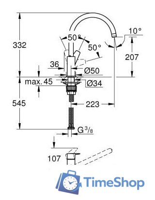 Смеситель Grohe Bauedge 31367001 - Изображение №2 — Интернет-магазин Time-Shop