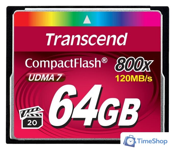 Карта памяти Transcend 800x CompactFlash Premium 64GB (TS64GCF800) - Изображение №1 — Интернет-магазин Time-Shop