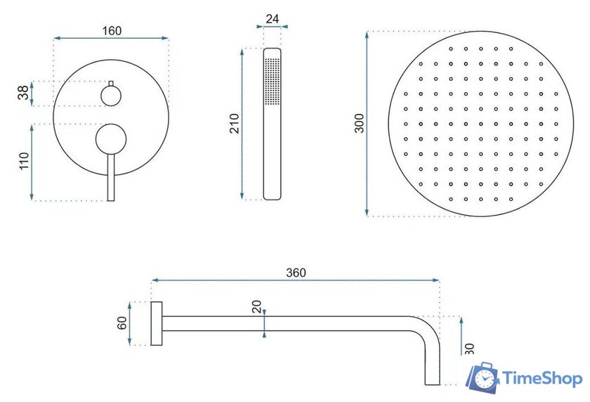 Душевая система  Rea Lungo REA-P4100 (черный) - Изображение №10 — Интернет-магазин Time-Shop
