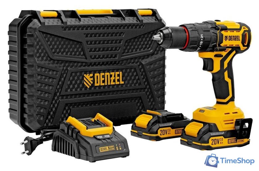 Ударная дрель-шуруповерт Denzel CIDH-BL-20 (с 2-мя АКБ, кейс) - Изображение №1 — Интернет-магазин Time-Shop