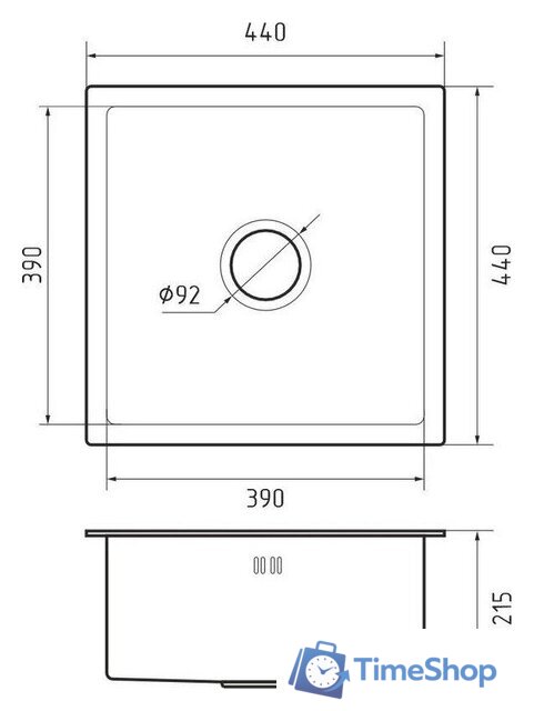 Кухонная мойка GranFest Metal нержавеющая сталь AISI 304 GF-4444 графит (с сифоном) - Изображение №2 — Интернет-магазин Time-Shop