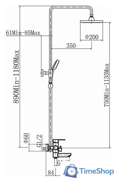 Душевая система  Fashun A52401-7A - Изображение №4 — Интернет-магазин Time-Shop