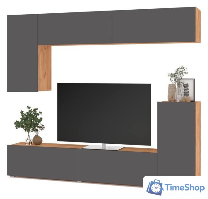 Стенка Modern Тетрис (золотой дуб/графит) - Изображение №1 — Интернет-магазин Time-Shop