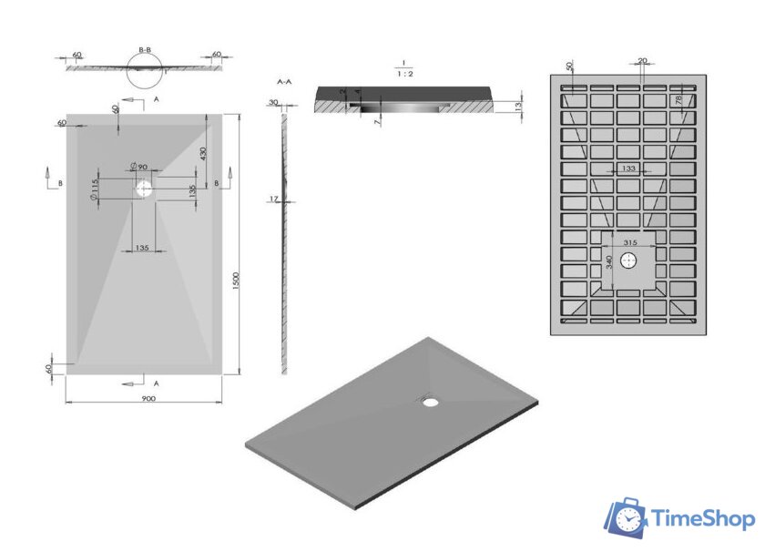 Душевой поддон Vincea VST-4SR9015W 150x90 - Изображение №2 — Интернет-магазин Time-Shop